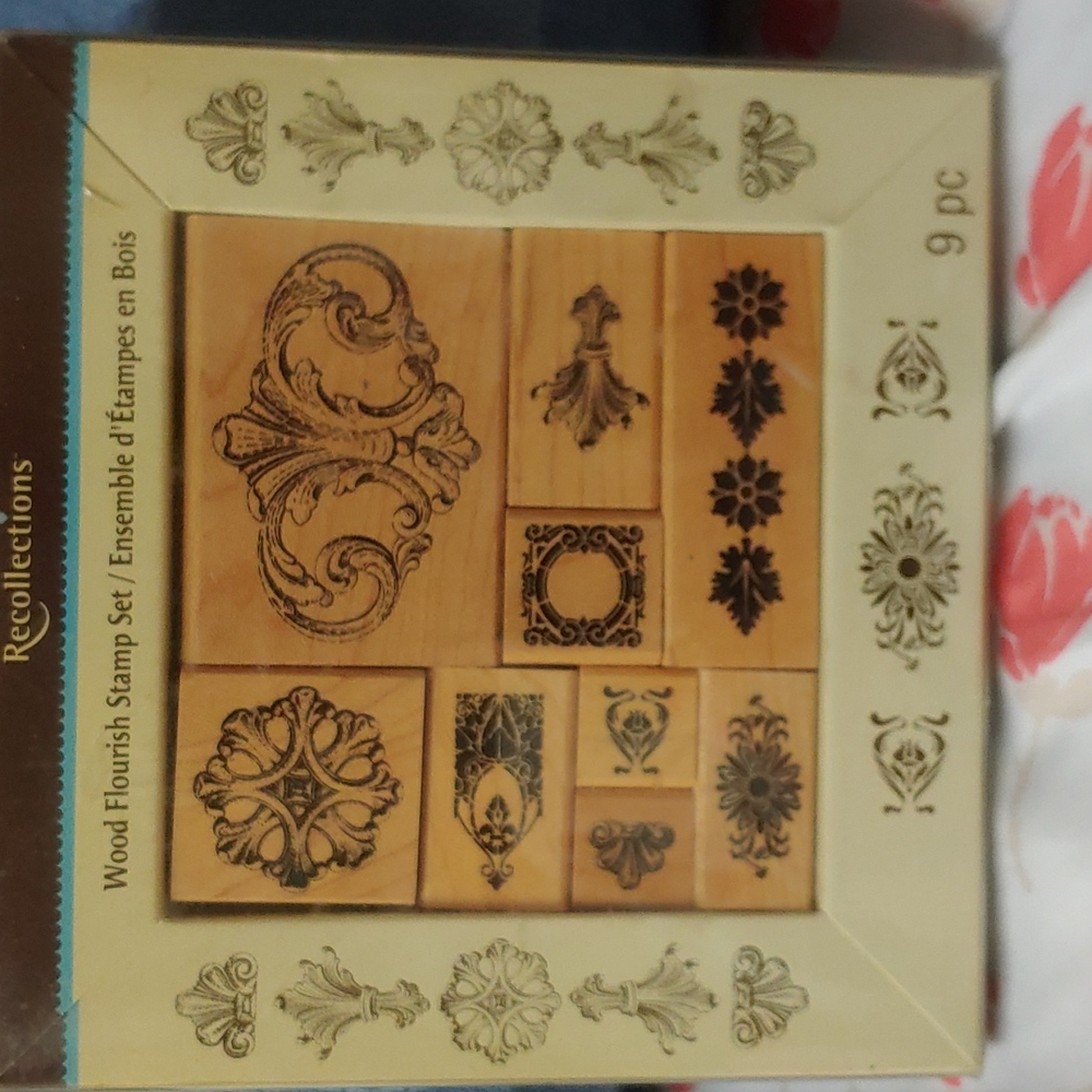 Recollection Wood Flourish Stamp Set 9pcs